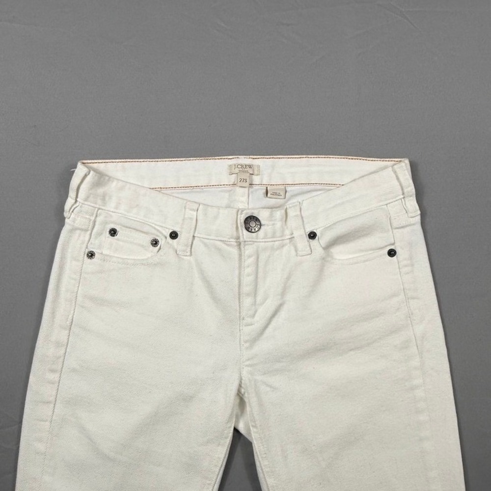 J. Crew Stretch Straight Leg Jeans White Denim Mid Rise Pants Womens 27S